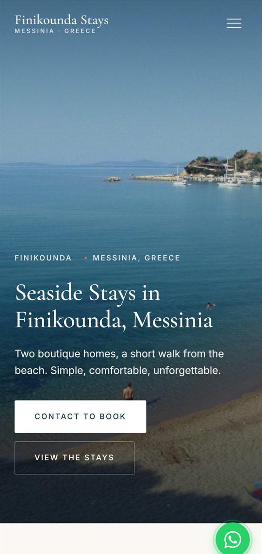 Το Finikounda Stays σε οθόνη κινητού